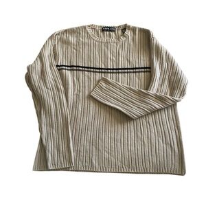 Express Men’s Beige Ribbed Knit Sweater with Strip Size XLarge